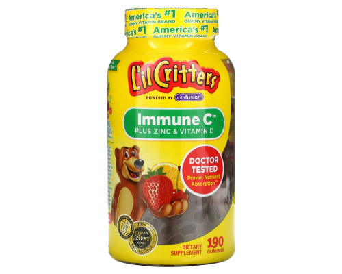 L'il Critters, Жевательные витамины Immune C с цинком и эхинацеей, 190 жевательных таблеток L'il Critters, Жевательные витамины Immune C с цинком и эхинацеей, 190 жевательных таблеток