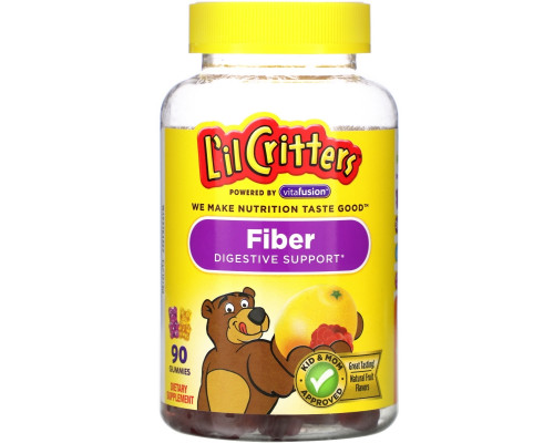 L'il Critters, Клетчатка для поддержки пищеварения, натуральный фруктовый вкус, 90 жевательных таблеток L'il Critters, Клетчатка для поддержки пищеварения, натуральный фруктовый вкус, 90 жевательных таблеток