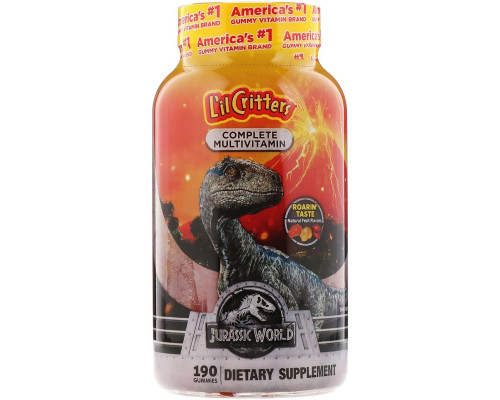 L'il Critters, Complete Multivitamins, Jurassic World, Natural Fruit Flavors, 190 Gummies L'il Critters, Complete Multivitamins, Jurassic World, Natural Fruit Flavors, 190 Gummies