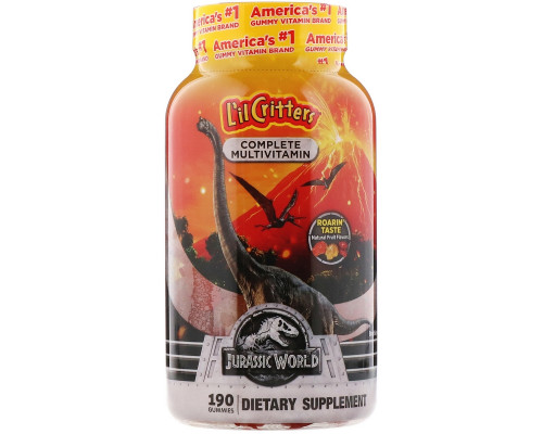 L'il Critters, Complete Multivitamins, Jurassic World, Natural Fruit Flavors, 190 Gummies L'il Critters, Complete Multivitamins, Jurassic World, Natural Fruit Flavors, 190 Gummies