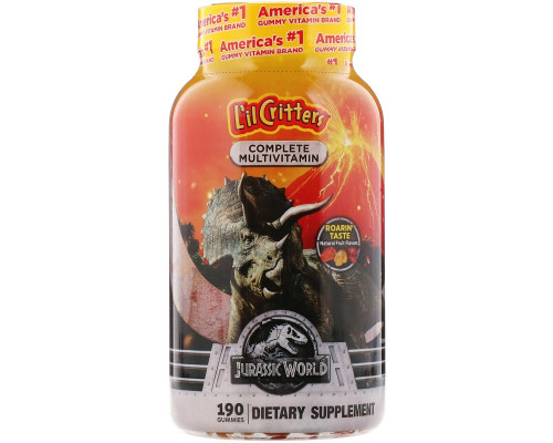 L'il Critters, Complete Multivitamins, Jurassic World, Natural Fruit Flavors, 190 Gummies L'il Critters, Complete Multivitamins, Jurassic World, Natural Fruit Flavors, 190 Gummies