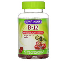 VitaFusion, Сверхсильный B-12, Натуральный вишневый вкус, 3000 мкг, 90 жевательных таблеток