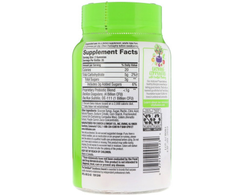 VitaFusion, Пробиотик, натуральная малина, вкус персика и манго, 70 конфет VitaFusion, Пробиотик, натуральная малина, вкус персика и манго, 70 конфет