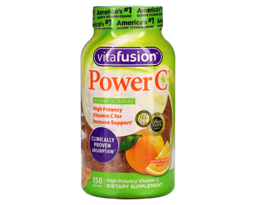 VitaFusion, Power C, поддержка иммунной системы, натуральный вкус апельсина, 150 жевательных таблеток