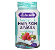VitaFusion, Мультивитамины для шикарных волос, кожи и ногтей, натуральный малиновый вкус, 100 жевательных таблеток