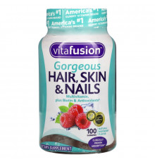 VitaFusion, Мультивитамины для шикарных волос, кожи и ногтей, натуральный малиновый вкус, 100 жевательных таблеток