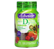 VitaFusion, Vitamin D3, Natural Peach, Blackberry & Strawberry Flavors, 2000 IU, 75 Gummies