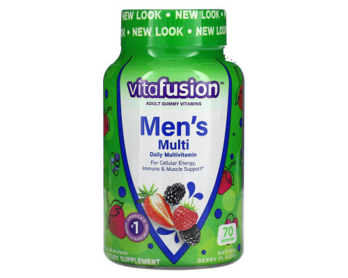 VitaFusion, Мультивитамины для мужчин, натуральный вкус ягод, 70 жевательных таблеток VitaFusion, Мультивитамины для мужчин, натуральный вкус ягод, 70 жевательных таблеток