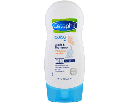 Cetaphil, Baby, средство для купания и мытья волос с календулой органического происхождения, 230 мл (7,8 унции) Cetaphil, Baby, средство для купания и мытья волос с календулой органического происхождения, 230 мл (7,8 унции)