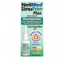 От аллергии NeilMed, SinuFrin Plus, противоотечный спрей для носа, экстраувлажняющий гель, 15 мл (0,5 жидк. Унции)