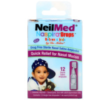 NeilMed, Naspira Drops, Babies & Kids, 12 Sterile Saline Ampoules, 0.034 fl oz (1 ml) Each