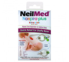 От гриппа и простуды NeilMed, Naspira Plus, назально-оральный аспиратор и флаконы с солевым раствором, для младенцев и детей, набор из 17 предметов