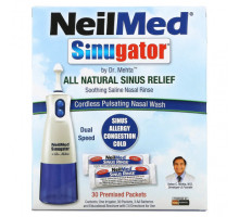 От гриппа и простуды NeilMed, Sinugator, беспроводная пульсирующая промывка для носа, набор из 3 предметов