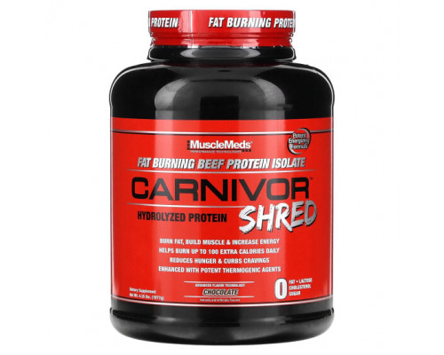 Животный белок MuscleMeds, Carnivor Shred, гидролизованный протеин, шоколад, 1977 г (4,35 фунта) Животный белок MuscleMeds, Carnivor Shred, гидролизованный протеин, шоколад, 1977 г (4,35 фунта)