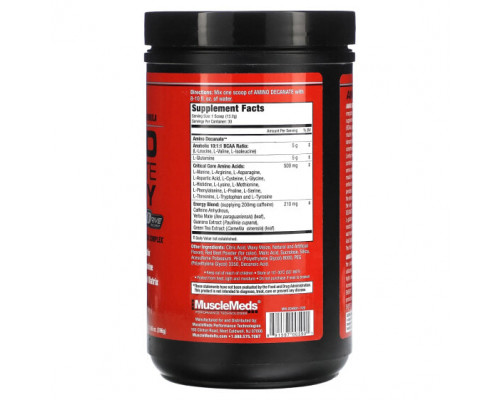 Аминокислоты MuscleMeds, Amino Decanate Energy, клубника и киви, 396 г (13,96 унции) Аминокислоты MuscleMeds, Amino Decanate Energy, клубника и киви, 396 г (13,96 унции)