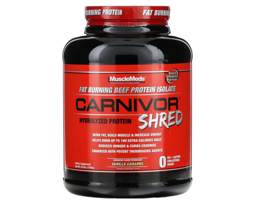 Животный белок MuscleMeds, Carnivor Shred, гидролизованный протеин, ванильная карамель, 1736 г (3,8 фунта) Животный белок MuscleMeds, Carnivor Shred, гидролизованный протеин, ванильная карамель, 1736 г (3,8 фунта)
