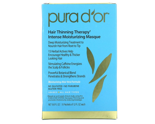 Pura D'or, Hair Loss Prevention Therapy Intense Moisturizing Masque, 8 packets of 1.5 fl oz Pura D'or, Hair Loss Prevention Therapy Intense Moisturizing Masque, 8 packets of 1.5 fl oz