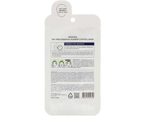Mediheal, Tea Tree, Essential Blemish Control Mask, 1 Sheet, 0.81 fl oz (24 ml) Mediheal, Tea Tree, Essential Blemish Control Mask, 1 Sheet, 0.81 fl oz (24 ml)
