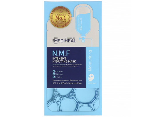 Mediheal, N.M.F Intensive Hydrating Mask, 5 Sheets, 0.91 fl oz (27 ml) Each Mediheal, N.M.F Intensive Hydrating Mask, 5 Sheets, 0.91 fl oz (27 ml) Each