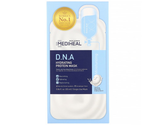 Mediheal, D.N.A Hydrating Protein Mask, 5 Sheets, 0.84 fl oz (25 ml) Each
