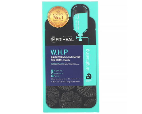 Mediheal, W.H.P, угольная маска, увлажнение и улучшение тона кожи, 5 шт.