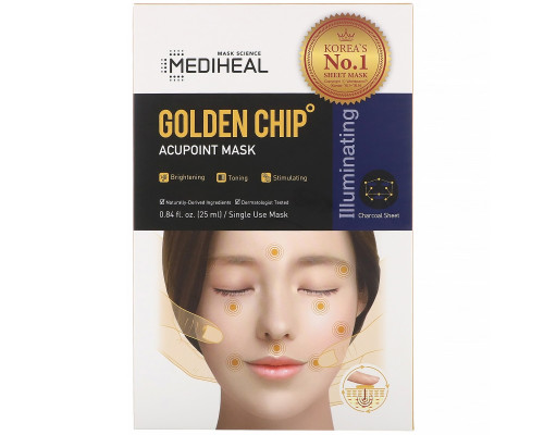 Mediheal, Golden Chip, акупунктурная маска, 5 шт., 25 мл каждая Mediheal, Golden Chip, акупунктурная маска, 5 шт., 25 мл каждая