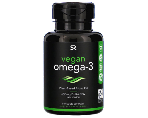 Sports Research, Vegan Omega-3, 60 Veggie Softgels Sports Research, Vegan Omega-3, 60 Veggie Softgels