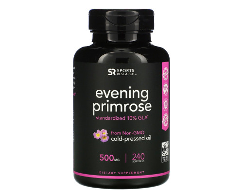 Sports Research, Evening Primrose, 500 mg, 240 Softgels Sports Research, Evening Primrose, 500 mg, 240 Softgels