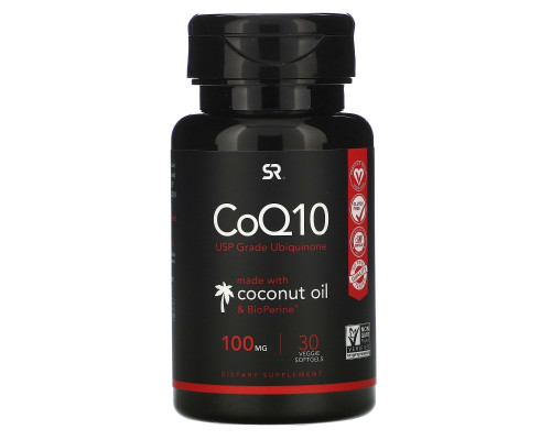 Sports Research, CoQ10 with Bioperine & Organic Coconut Oil, 100 mg, 30 Veggie Softgels Sports Research, CoQ10 with Bioperine & Organic Coconut Oil, 100 mg, 30 Veggie Softgels