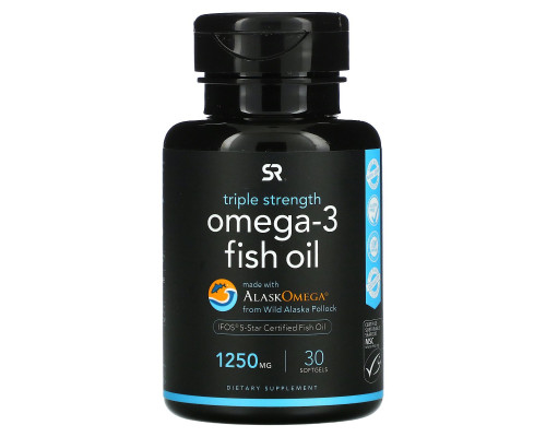 Sports Research, Omega-3 Fish Oil, Triple Strength, 1250 mg, 30 Softgels Sports Research, Omega-3 Fish Oil, Triple Strength, 1250 mg, 30 Softgels