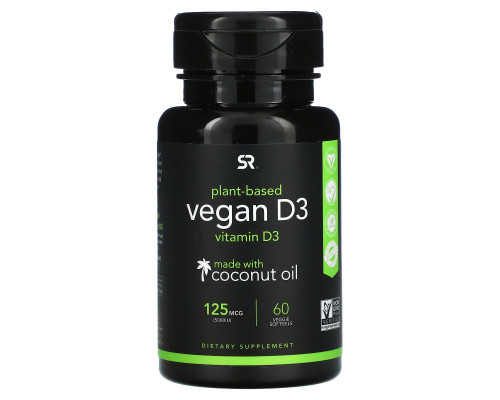 Sports Research, Vegan D3, 125 mcg, 60 Veggie Softgels Sports Research, Vegan D3, 125 mcg, 60 Veggie Softgels