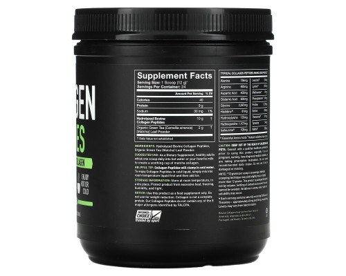 Sports Research, Collagen Peptides, Hydrolyzed Type I & III, Matcha Green Tea, 10.16 oz (288 g) Sports Research, Collagen Peptides, Hydrolyzed Type I & III, Matcha Green Tea, 10.16 oz (288 g)