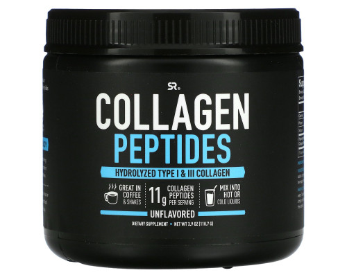 Sports Research, Collagen Peptides, Hydrolyzed Type I & III Collagen, Unflavored, 3.9 oz (110.7 g) Sports Research, Collagen Peptides, Hydrolyzed Type I & III Collagen, Unflavored, 3.9 oz (110.7 g)