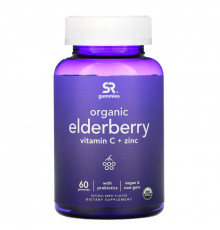 Sports Research, Organic Elderberry, Vitamin C + Zinc, Natural Berry Flavors, 60 Gummies