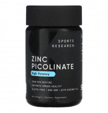 Sports Research, Zinc Picolinate, High Potency , 50 mg, 60 Softgels