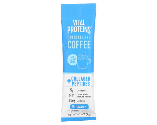 Vital Proteins, Crystallized Coffee + Collagen Peptides, Unflavored, 7 Packets, 0.32 oz (9 g) Each Vital Proteins, Crystallized Coffee + Collagen Peptides, Unflavored, 7 Packets, 0.32 oz (9 g) Each