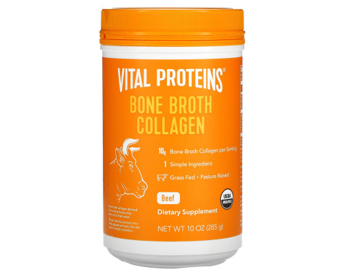 Vital Proteins, Органический коллаген из костного бульона, говядина, 10 унц. (285 г) Vital Proteins, Органический коллаген из костного бульона, говядина, 10 унц. (285 г)