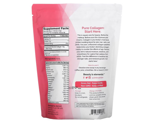 Z!NT, Collagen Hydrolysate, Чистый Протеин, 16 унций (454г) Z!NT, Collagen Hydrolysate, Чистый Протеин, 16 унций (454г)
