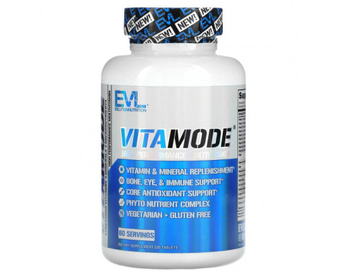 Витаминно-минеральные комплексы EVLution Nutrition, VitaMode, высокоэффективные мультивитамины, 120 таблеток Витаминно-минеральные комплексы EVLution Nutrition, VitaMode, высокоэффективные мультивитамины, 120 таблеток