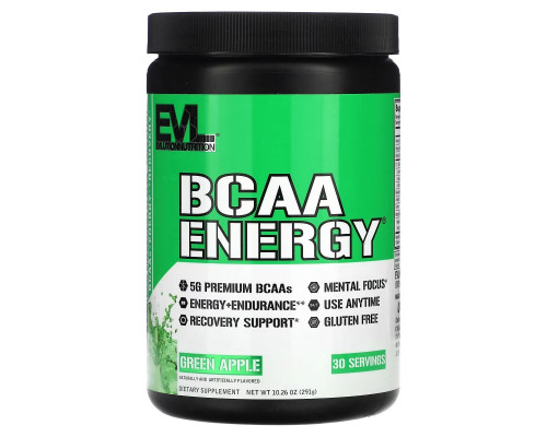 EVLution Nutrition, BCAA Energy, Green Apple, 10.26 oz (291 g) EVLution Nutrition, BCAA Energy, Green Apple, 10.26 oz (291 g)
