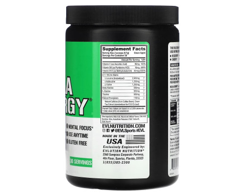 EVLution Nutrition, BCAA Energy, Green Apple, 10.26 oz (291 g) EVLution Nutrition, BCAA Energy, Green Apple, 10.26 oz (291 g)