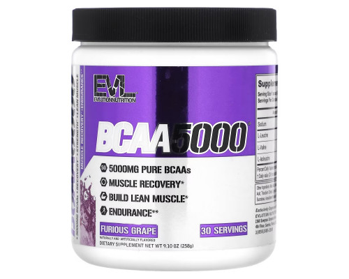 EVLution Nutrition, BCAA5000, Furious Grape, 9.1 oz (258 g) EVLution Nutrition, BCAA5000, Furious Grape, 9.1 oz (258 g)