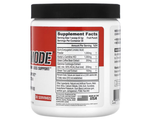 EVLution Nutrition, LeanMode, Фруктовый Пунш, 5,4 унции (153 г) EVLution Nutrition, LeanMode, Фруктовый Пунш, 5,4 унции (153 г)