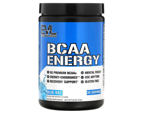 EVLution Nutrition, BCAA Energy, Blue Raz, 9.5 oz (270 g) EVLution Nutrition, BCAA Energy, Blue Raz, 9.5 oz (270 g)