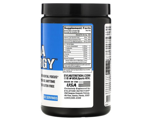 EVLution Nutrition, BCAA Energy, Blue Raz, 9.5 oz (270 g) EVLution Nutrition, BCAA Energy, Blue Raz, 9.5 oz (270 g)