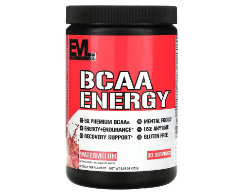 EVLution Nutrition, BCAA ENERGY, арбуз, 252 г (8,89 унции) EVLution Nutrition, BCAA ENERGY, арбуз, 252 г (8,89 унции)