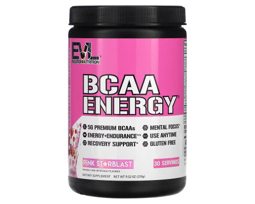 EVLution Nutrition, BCAA ENERGY, Pink Starblast, 9.52 oz (270 g) EVLution Nutrition, BCAA ENERGY, Pink Starblast, 9.52 oz (270 g)