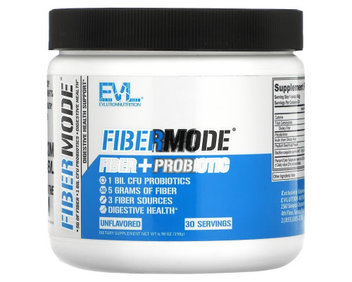EVLution Nutrition, FiberMode, Fiber + Probiotics, Unflavored, 6.98 oz (198 g) EVLution Nutrition, FiberMode, Fiber + Probiotics, Unflavored, 6.98 oz (198 g)