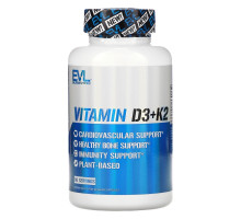 EVLution Nutrition, Vitamin D3 + K2, 60 Capsules
