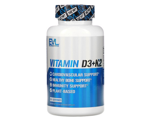 EVLution Nutrition, Vitamin D3 + K2, 60 Capsules EVLution Nutrition, Vitamin D3 + K2, 60 Capsules